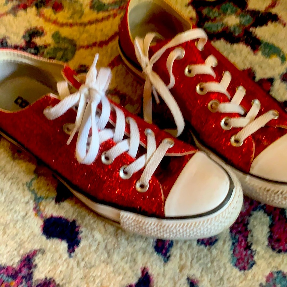 Converse red glitter sneakers